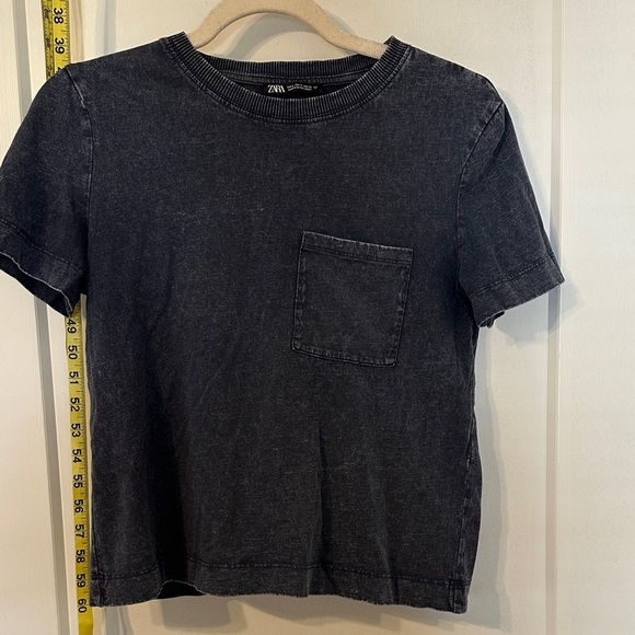 Zara Blue Acid Wash Pocket Tee - Picture 1 of 3